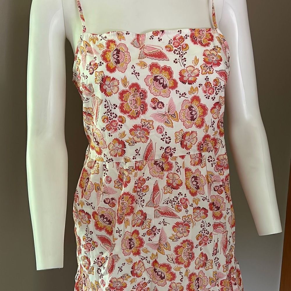 LOFT Large Butterfly Sundress pink and orange Floral